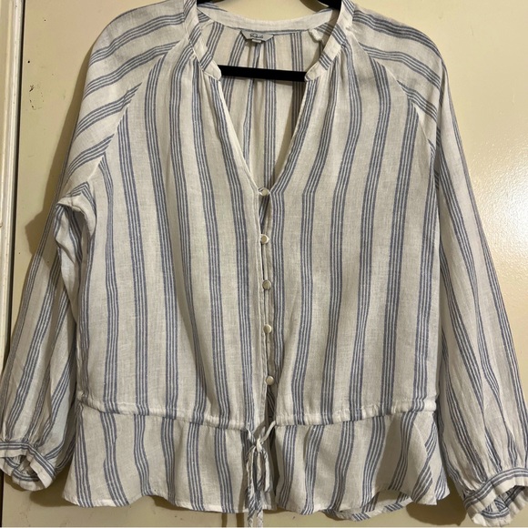 Rails Tops - Rails Marti Cayman stripe medium boho peplum button down top